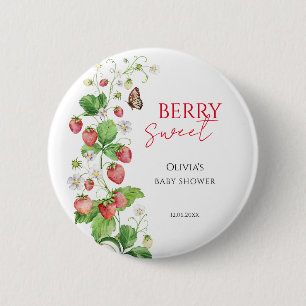 Berry Sweet Strawberry Baby shower Ronde Button 5,7 Cm