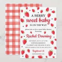 Berry Sweet Strawberry Baby shower Uitnodiging