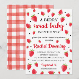 Berry Sweet Strawberry Baby shower Uitnodiging