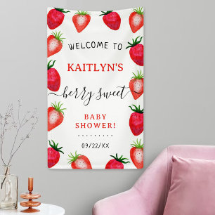 Berry Sweet Strawberry Baby shower Welkom Spandoek