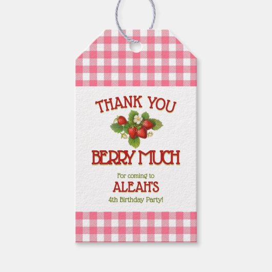 Berry Sweet Strawberry Birthday Party Cadeaulabel (Voorkant)