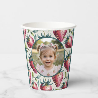 Berry Sweet Strawberry Birthday Photo Papieren Bekers