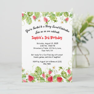 Berry Sweet Strawberry Birthday Uitnodiging