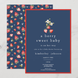 Berry Sweet Strawberry Girl Baby shower Invitation