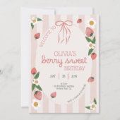 Berry Sweet Strawberry Girl Invitation Anniversair (Devant)