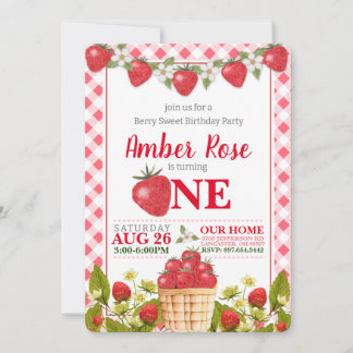 Berry Sweet Strawberry Invitation Anniversaire