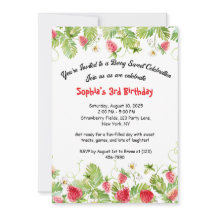 Berry Sweet Strawberry Invitation Anniversaire