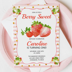 Berry Sweet Strawberry Invitation Anniversaire