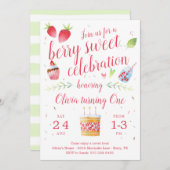 Berry Sweet Strawberry Invitation de fête d'annive (Devant / Derrière)