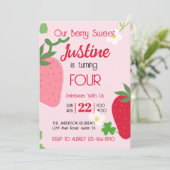 Berry Sweet Strawberry Invitation de fête d'annive (Debout devant)