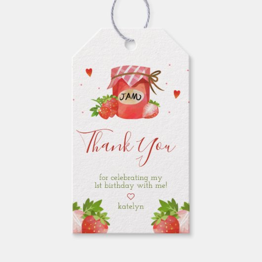 Berry Sweet Strawberry Party Gift Labels Cadeaulabel (Voorkant)