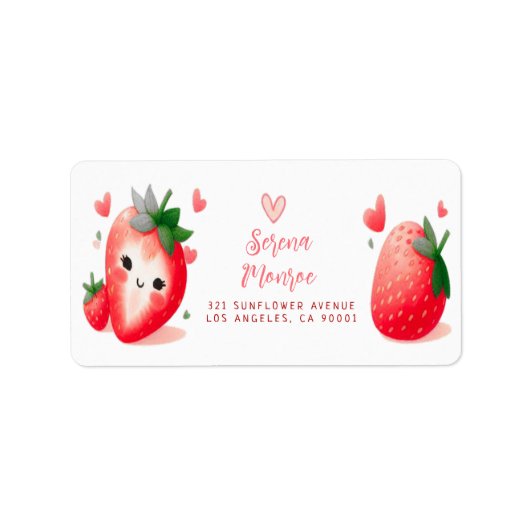 Berry Sweet Strawberry Party Return Address Label (Voorkant)