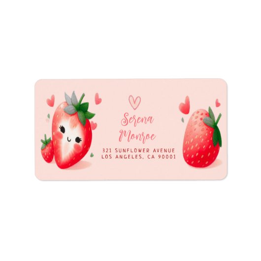 Berry Sweet Strawberry Party Return Address Label (Voorkant)