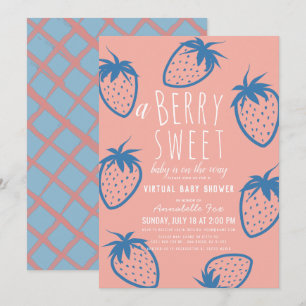 Berry Sweet Strawberry Pink Virtual Baby shower Kaart