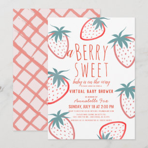 Berry Sweet Strawberry Red Virtual Baby shower Kaart