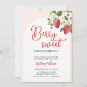 Berry Sweet Strawberry rose Baby shower Invitation (Devant)