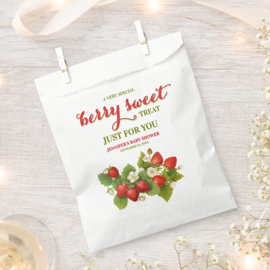 Berry Sweet Strawberry Theme Baby shower Bedankzakje (Geknipt)