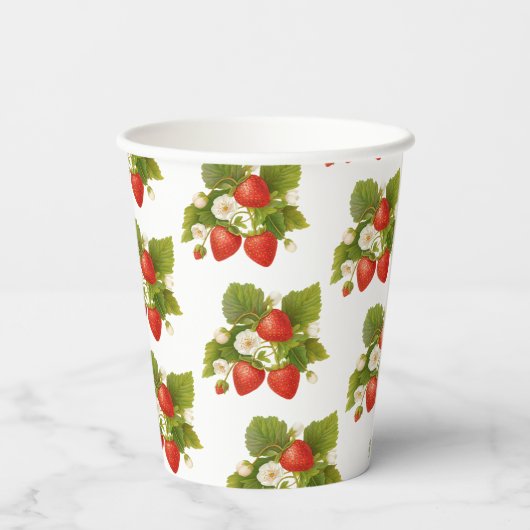Berry Sweet Strawberry Theme Baby shower Papieren Bekers (Achterkant)