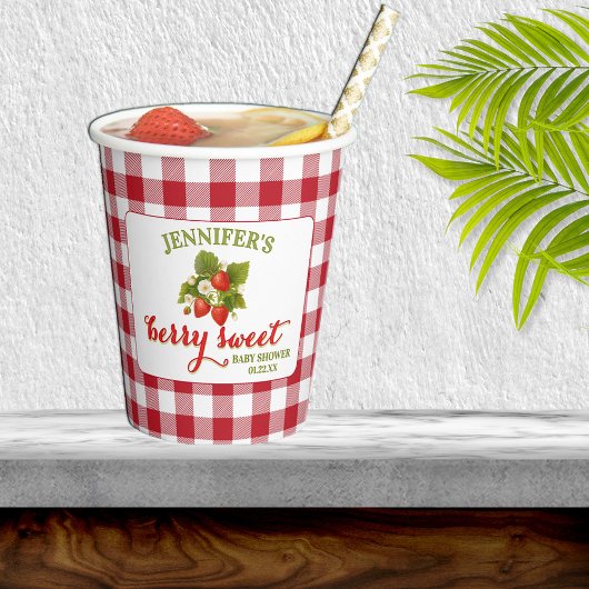 Berry Sweet Strawberry Theme Baby shower Papieren Bekers