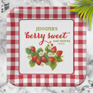 Berry Sweet Strawberry Theme Baby shower Papieren Bordje