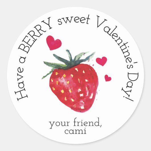 Berry Sweet Strawberry Valentijn Sticker (Voorkant)