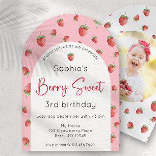 Berry Sweet Strawberry verjaardagsfoto Kaart