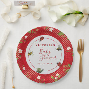 Berry Sweet Strawberry Waterverf Baby Papieren Bordje