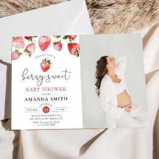 Berry Sweet Summer Strawberry Baby Photo Kaart