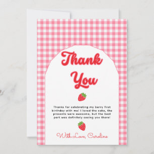 Berry Sweet Thank You Card voor de 1e verjaardag Bedankkaart