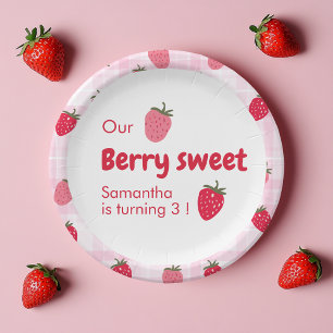 Berry Sweet Verjaardag met Aardbei Papieren Bordje