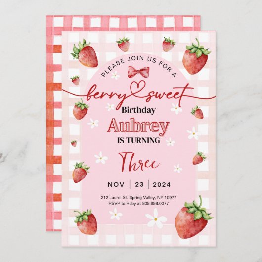 Berry Sweet verjaardagsuitnodiging op elke leeftij Kaart (Voorkant / Achterkant)