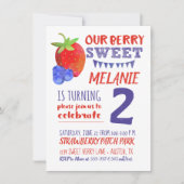 Berry Sweet Waterverf Invitation Red White Blue Kaart (Voorkant)