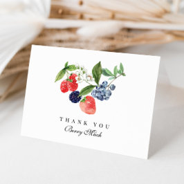 Berry Sweet Waterverf Red Blue Baby shower Bedankkaart