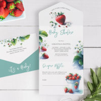 Berry Sweet Waterverf Strawberry Baby shower