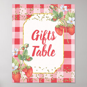 Berry Sweet Waterverf Strawberry Gifts Table Sign Poster