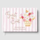 Berry Sweet Whimsical Stripes Baby shower Gastenboek (Voorkant)
