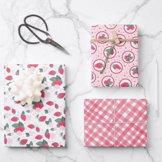 Berry Theme Verjaardag of Baby shower Gift Wrap Inpakpapier Vel (Voorkant)