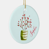 Berry tree waterverf kerstnaam keramisch ornament (Rechts)