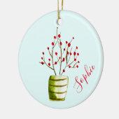 Berry tree waterverf kerstnaam keramisch ornament (Links)