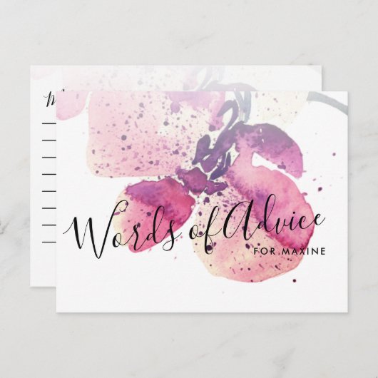 Berry Waterverf Orchid Vrijgezellenfeest Advice Ka Advieskaart (Voorkant / Achterkant)