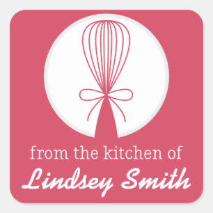 Berry Whisk Silhouet Keukenlabels Vierkante Sticker