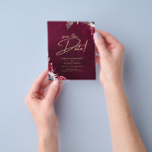 Berry Wine Floral Wedding Flyer (Hand)