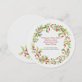 Berry Wreath Holiday Card Kaart (Voorkant / Achterkant)
