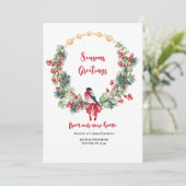 Berry Wreath Holiday Moving Faire-part (Debout devant)