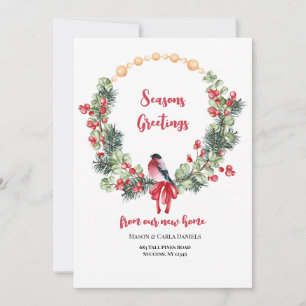 Berry Wreath Holiday Moving Faire-part