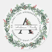 Berry Wreath Return Address Sticker (Voorkant)