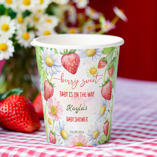 Berry zoete aardbei baby shower bedrukt papieren bekers