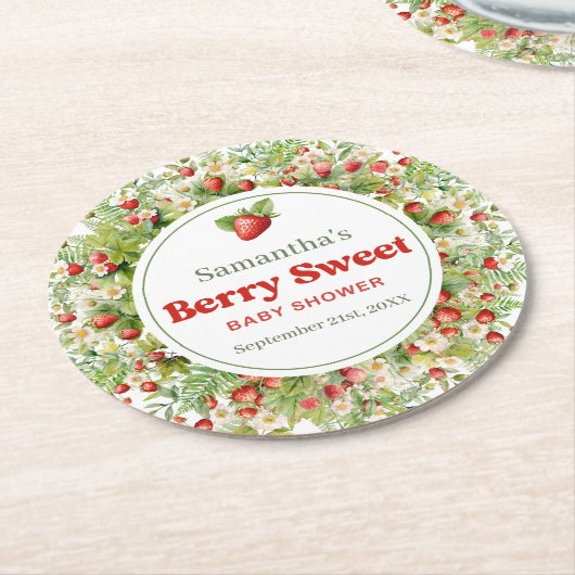 Berry Zoete Boho Arch Roze Wilde Aardbei Ronde Kartonnen Onderzetter (Gebogen)