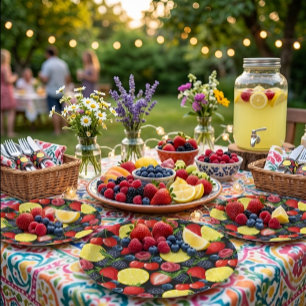 Berry Zoete Fruitpatroon Verjaardag Papieren Bordje