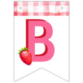 Berry Zoete Liefde Aardbei Gingham Roze Rood Bach Vlaggetjes (Eerste vlag)
